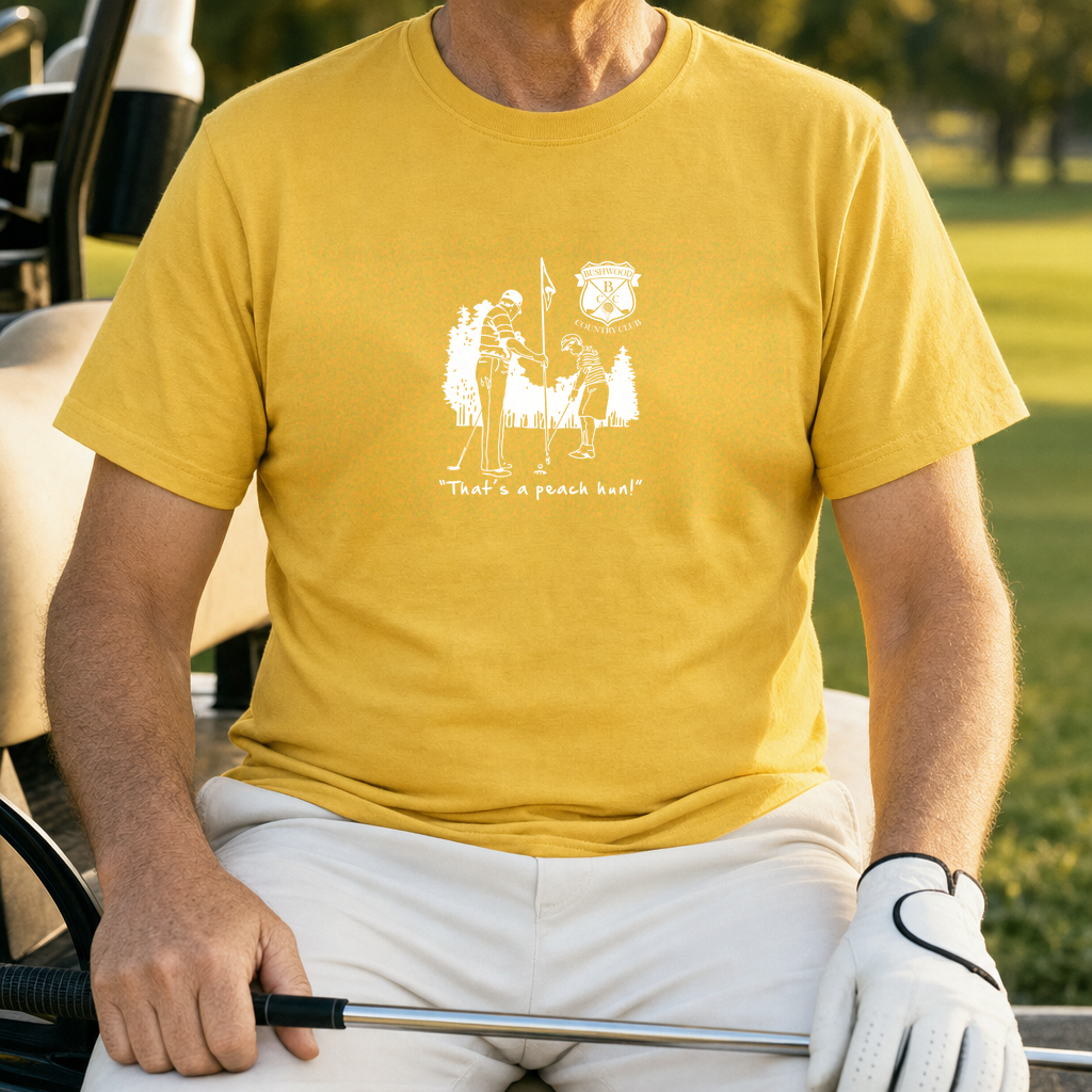 A Peach Hun Tee worn on the golf course, Daisy
