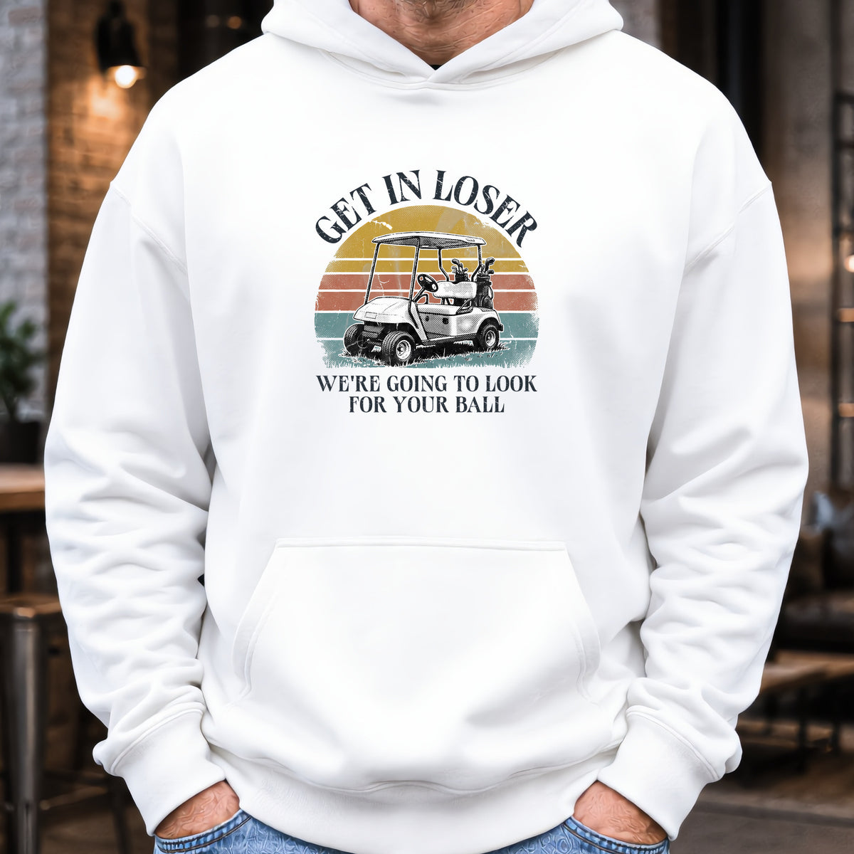 Get In Loser Hoodie worn, White