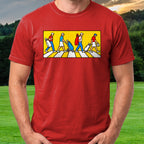 The Crossing Pop Art Tee worn on the golf course, Red