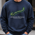 St Andrews Course Map Sweatshirt worn, Navy