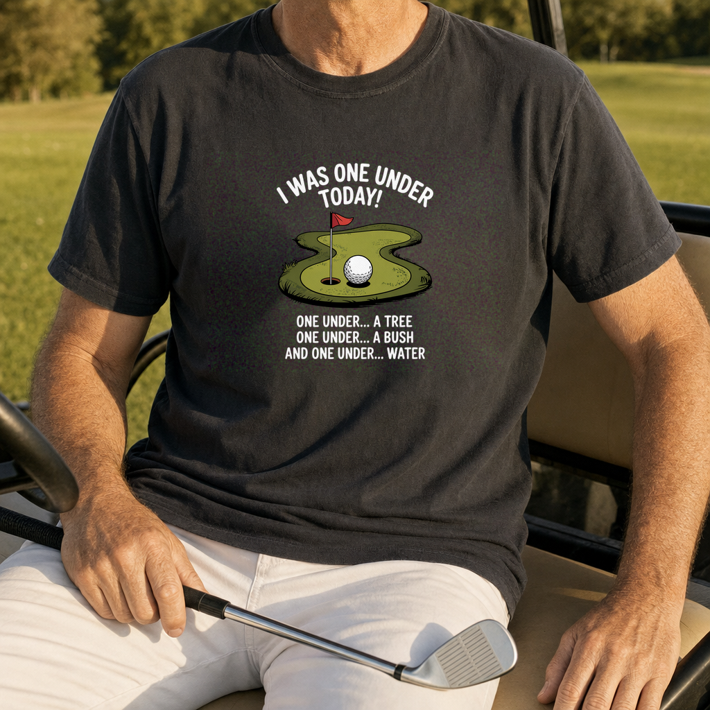 One Under Tee worn on the golf course, Black