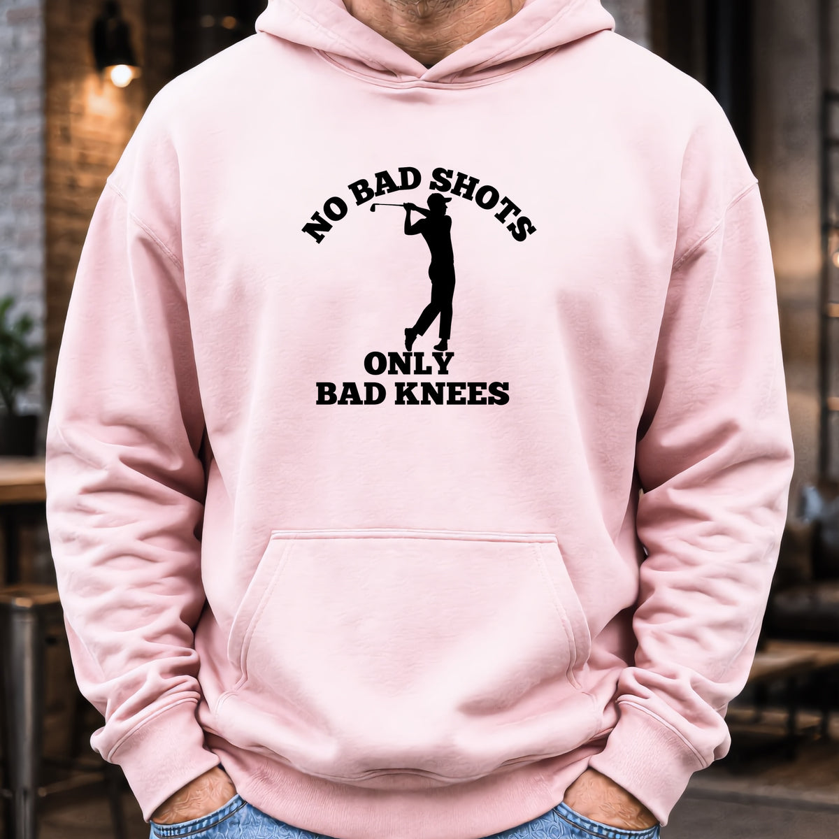 No Bad Shots Hoodie worn, Light Pink