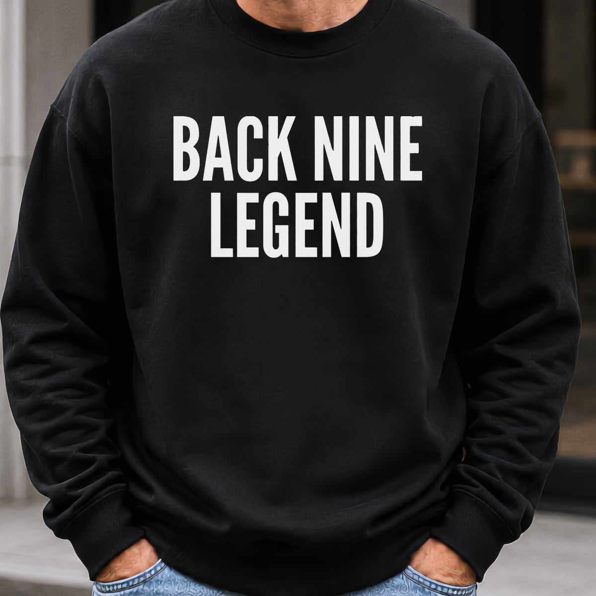 BACK NINE LEGEND Sweatshirt worn, Black