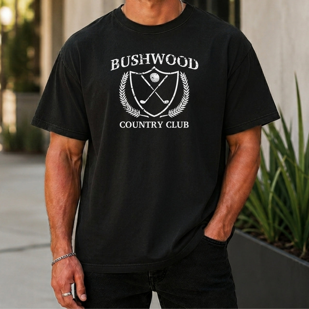 Bushwood Country Club Premium Tee worn, Black