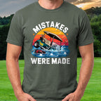 Mistakes Were Made Sinking Cart Tee worn on the golf course, Military Green