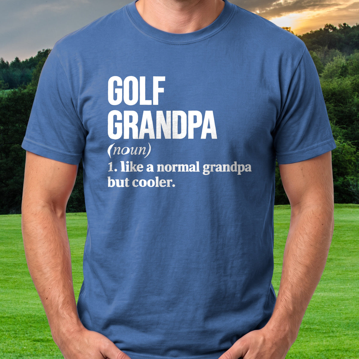 Golf Grandpa Tee worn on the golf course, Royal