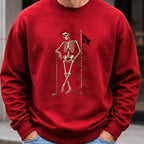 Rose Skeleton Leaning Sweatshirt worn, Red