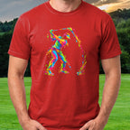 Paint Splash Swing, Visor Tee worn on the golf course, Red