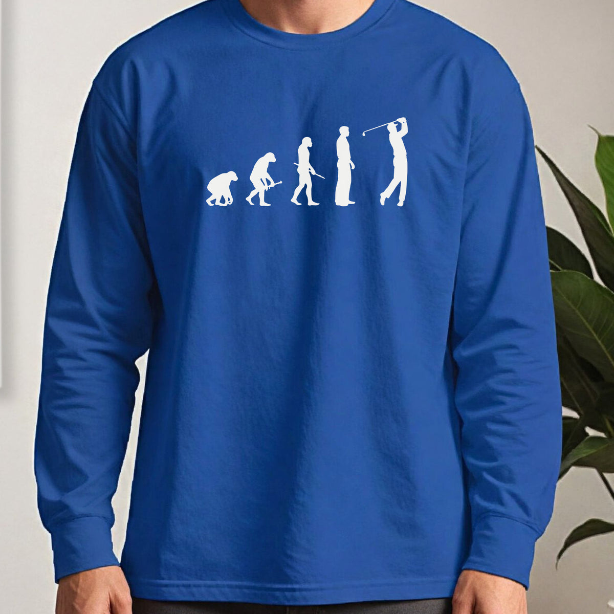 Golfer Evolution Long Sleeve Tee worn, Royal