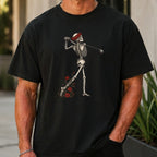 Rose Skeleton Follow Through Premium Tee worn, Black