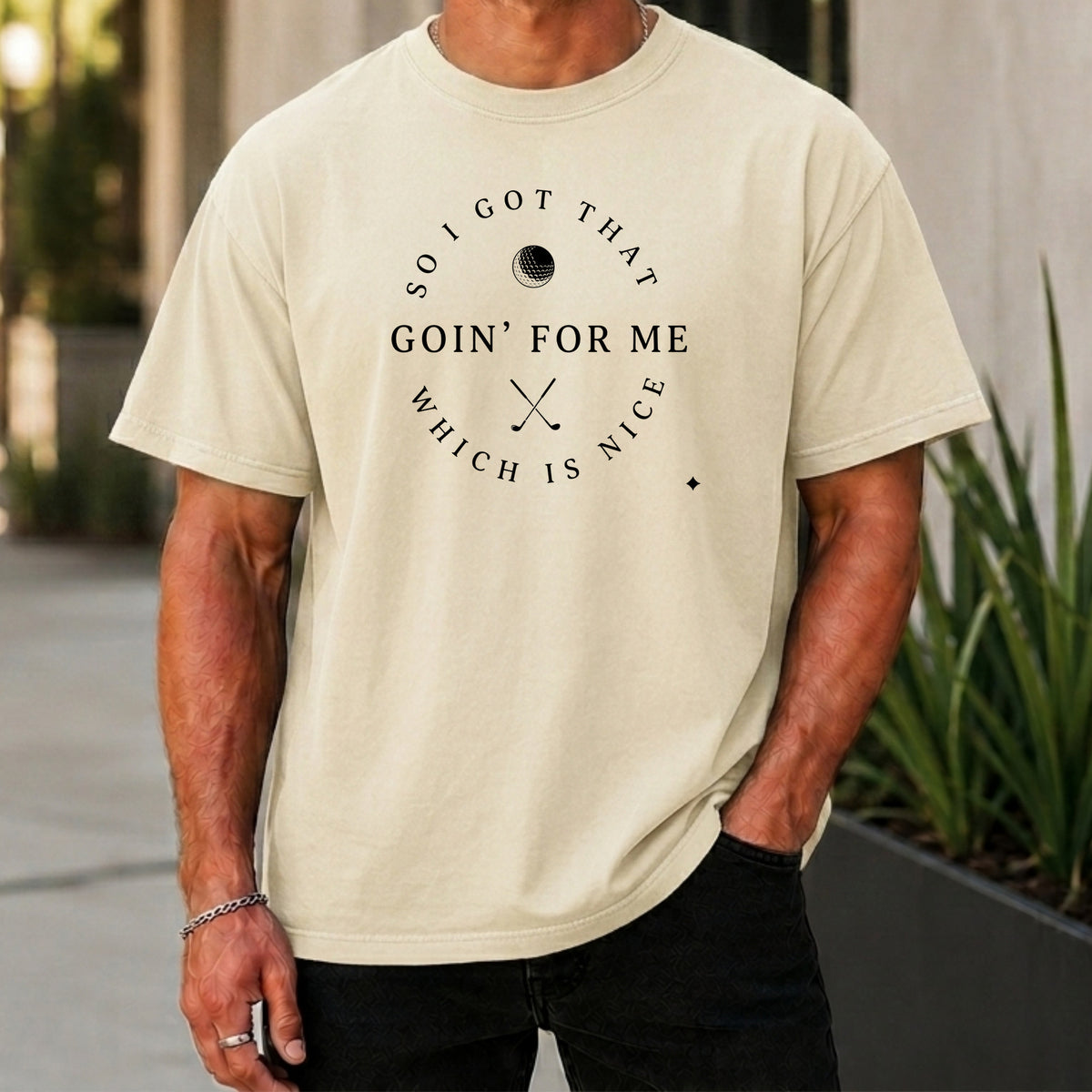 I Got That Going For Me Premium Tee worn, Ivory