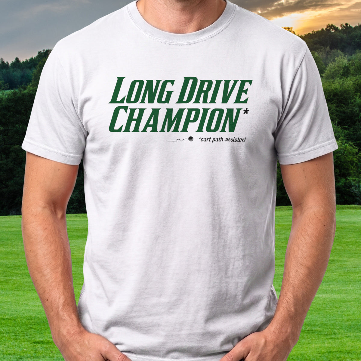 Long Drive Champion Tee worn on the golf course, White