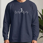 Golf Heartbeat Line Long Sleeve Tee worn, Navy