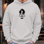 Skull Silhouette Hoodie worn, Sport Grey