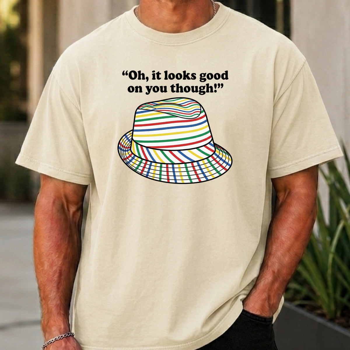 Looks Good On You Though Premium Tee worn, Ivory