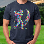 Pastel Splash Swing Tee worn on the golf course, Navy