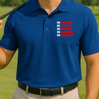 Caddyshack Rules Performance Polo worn on the golf course, Royal