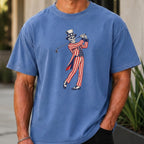 Yankee Doodle Swing Premium Tee worn, Mystic Blue