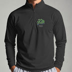 Bandon Dunes Course Map Quarter Zip worn, Black