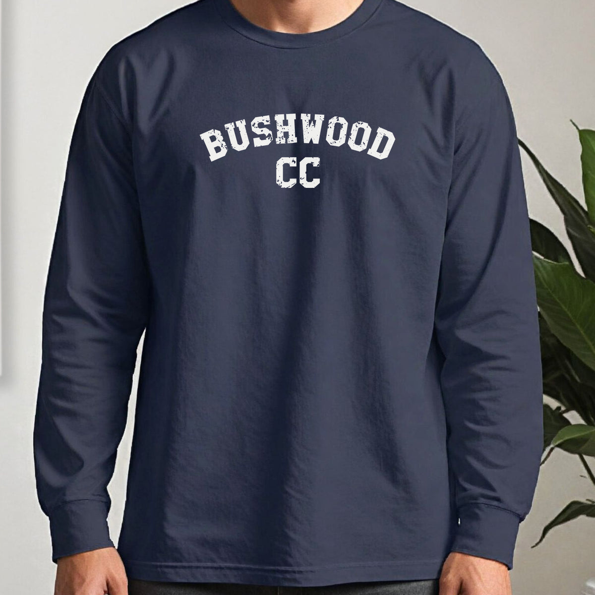 Bushwood CC Long Sleeve Tee worn, Navy