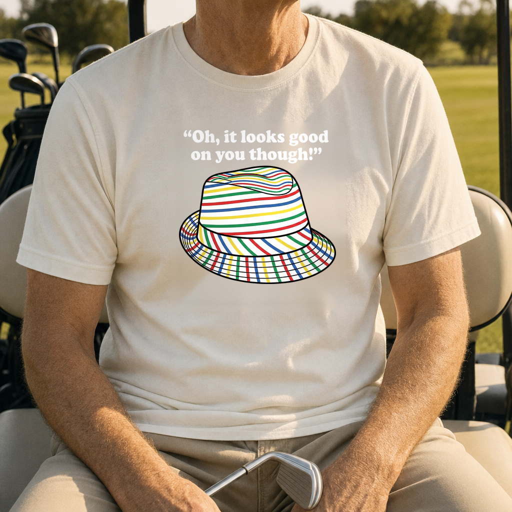 Looks Good On You Though Heavyweight Tee worn on the golf course, Ivory