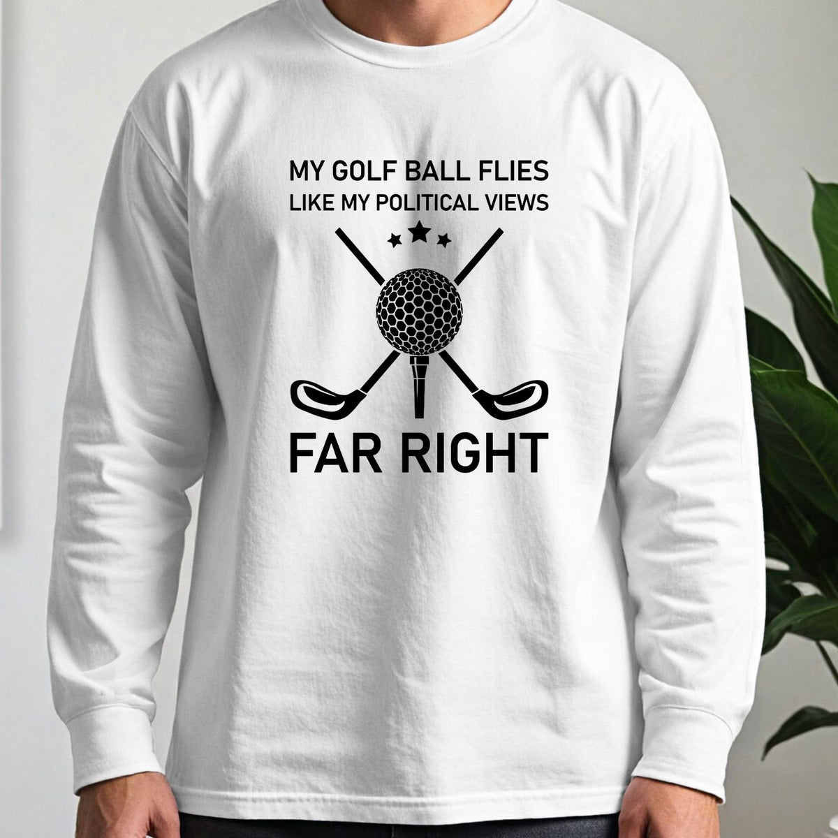 Far Right Long Sleeve Tee worn, White
