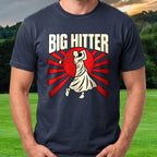 Big Hitter Propaganda Tee worn on the golf course, Navy