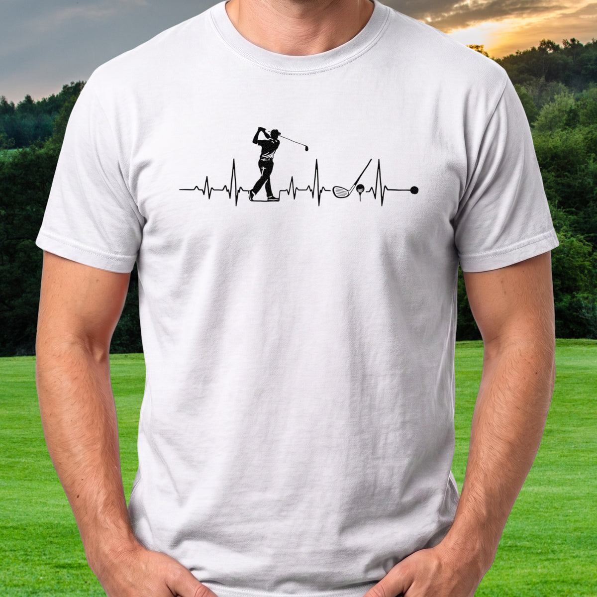 Golfer Pulse Tee worn on the golf course, White