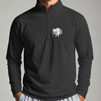 USA Flag Golfer Quarter Zip worn, Black