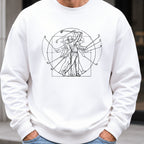 Vitruvian Man Swing Sweatshirt worn, White
