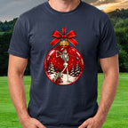 Rose Follow Through Ornament Tee worn on the golf course, Navy