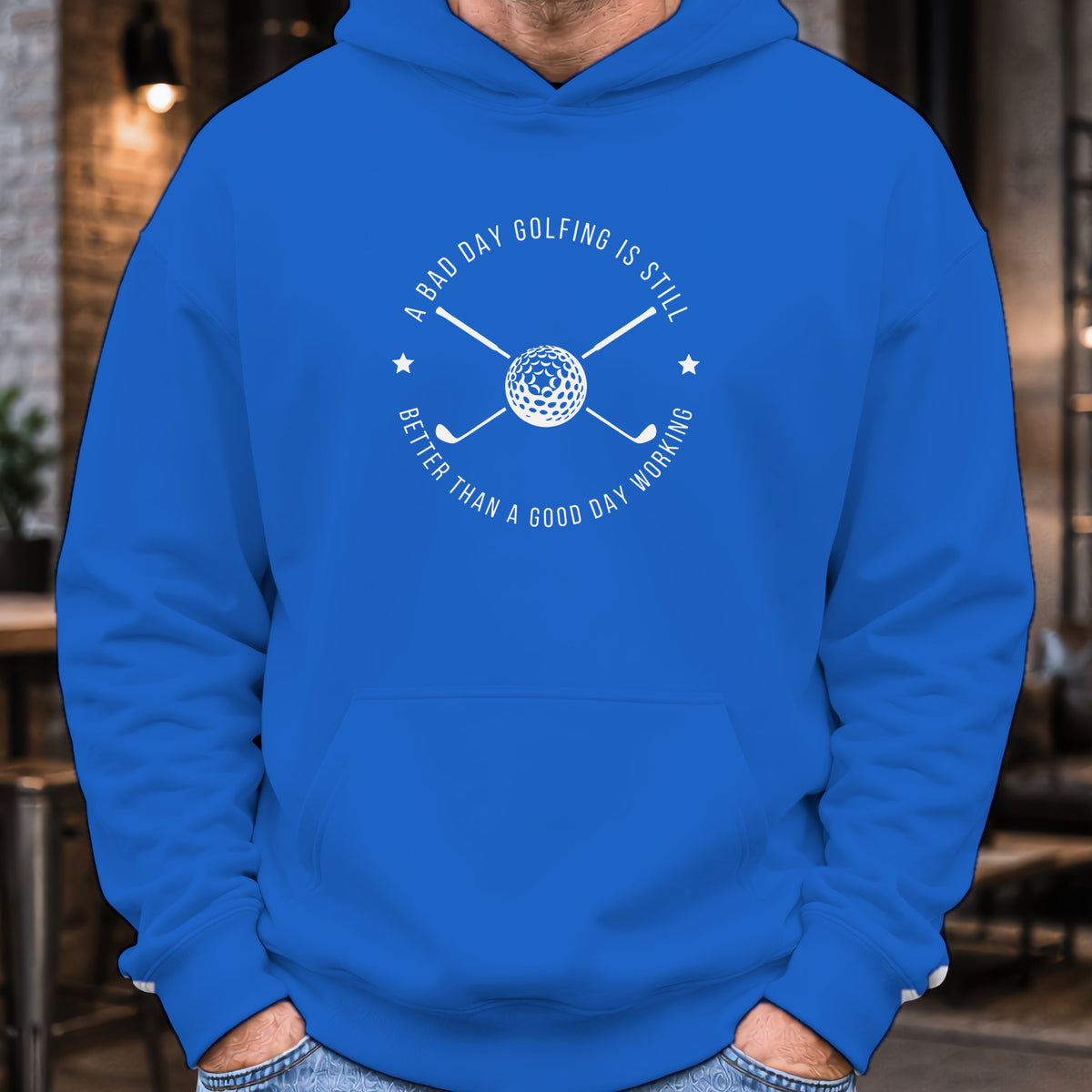 A Bad Day Golfing Hoodie worn, Royal