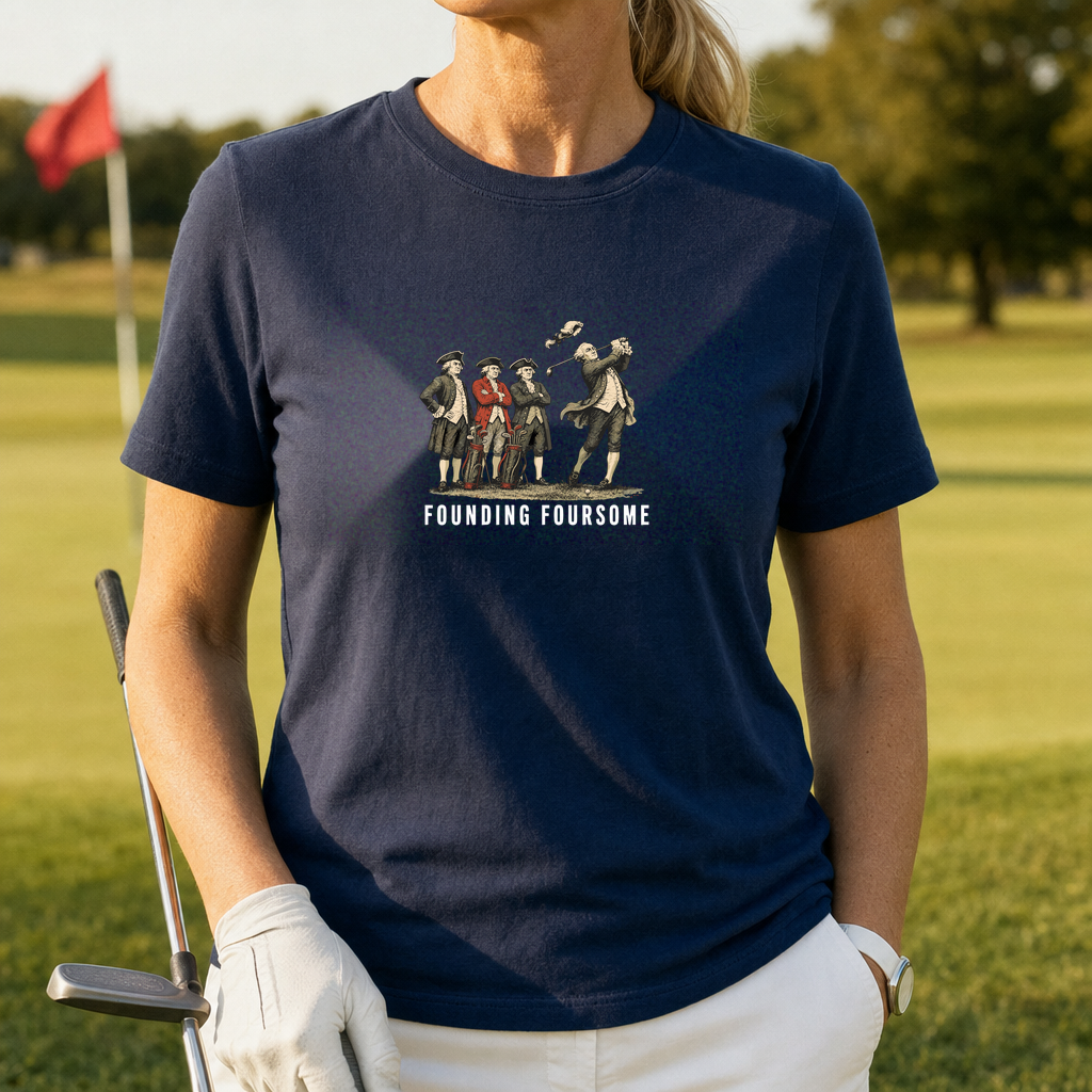 Founding Foursome Tee worn on the golf course, Navy