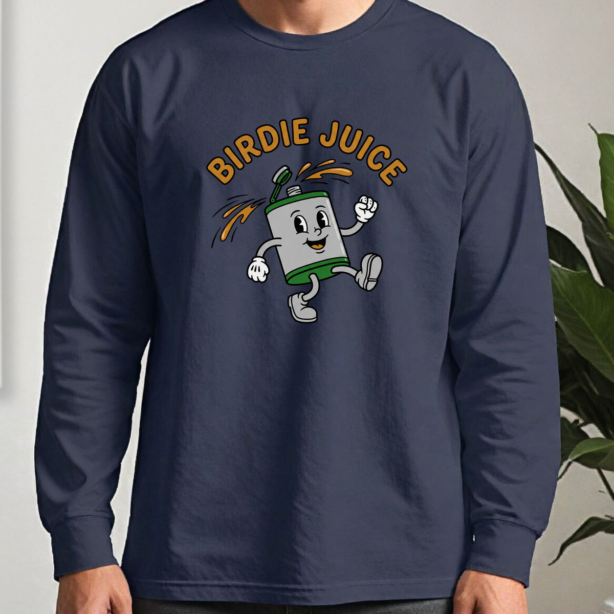 Birdie Juice Flask Long Sleeve Tee worn, Navy