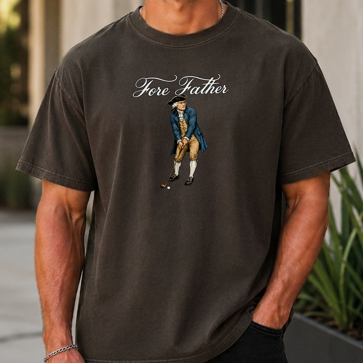 Fore Father Premium Tee worn, Pepper
