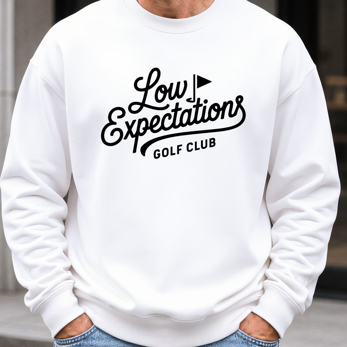 Low Expectations Club Sweatshirt worn, White