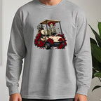 Cart Of The Departed Long Sleeve Tee worn, Sport Grey
