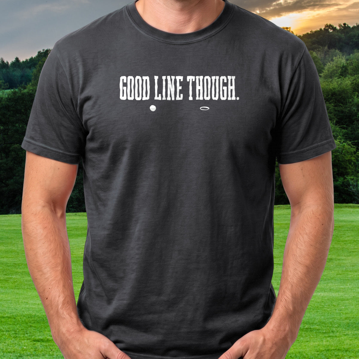 Good Line Though Tee worn on the golf course, Black