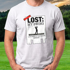 Lost My Swing Tee worn on the golf course, White