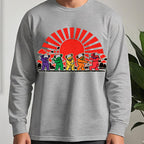 Golf Swing Bears Red Sun Long Sleeve Tee worn, Sport Grey