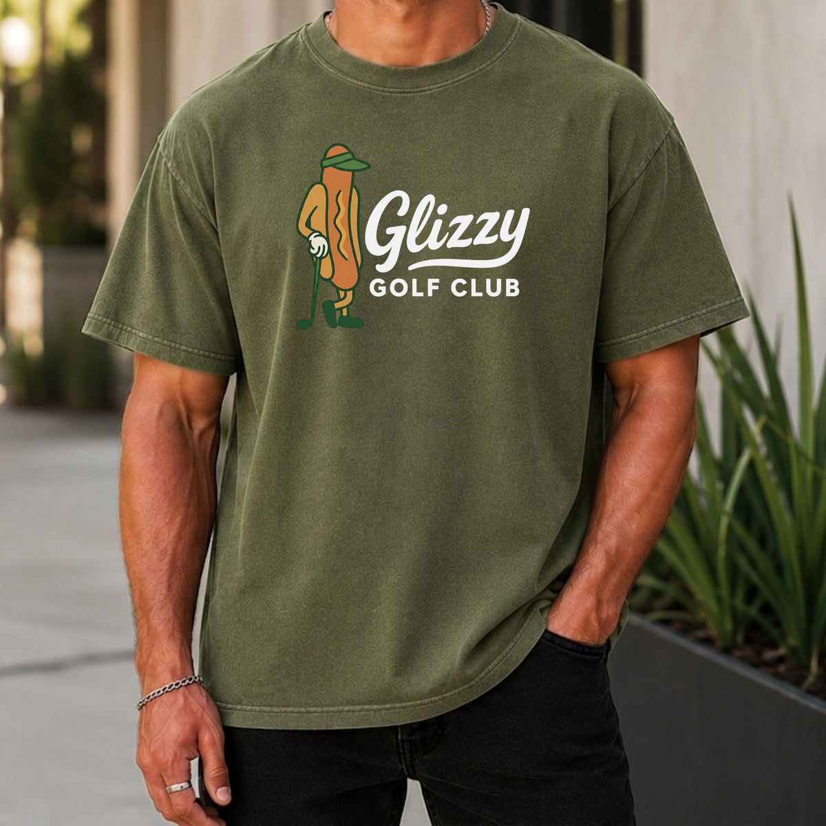 Glizzy Golf Club Premium Tee worn, Moss