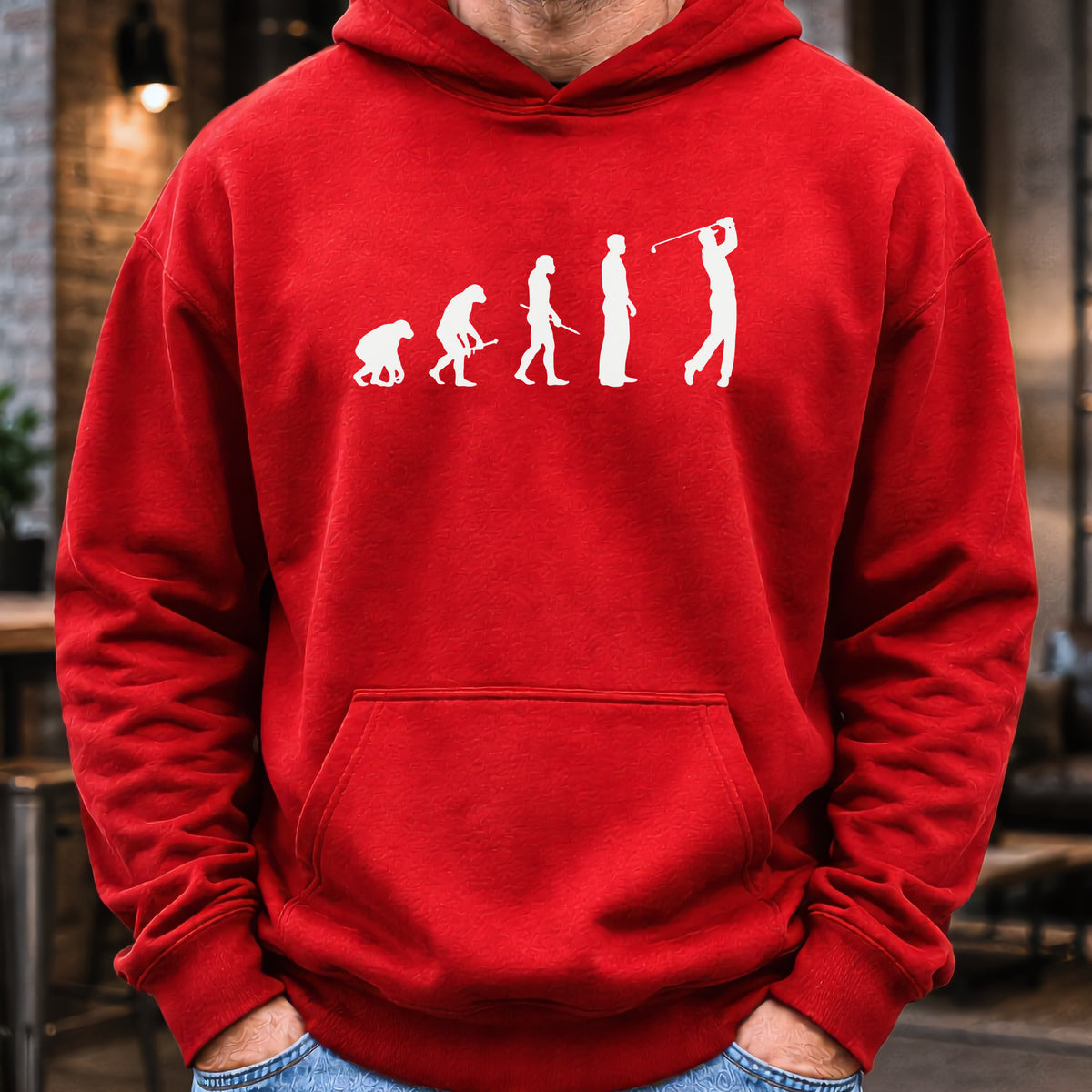 Golfer Evolution Hoodie worn, Red