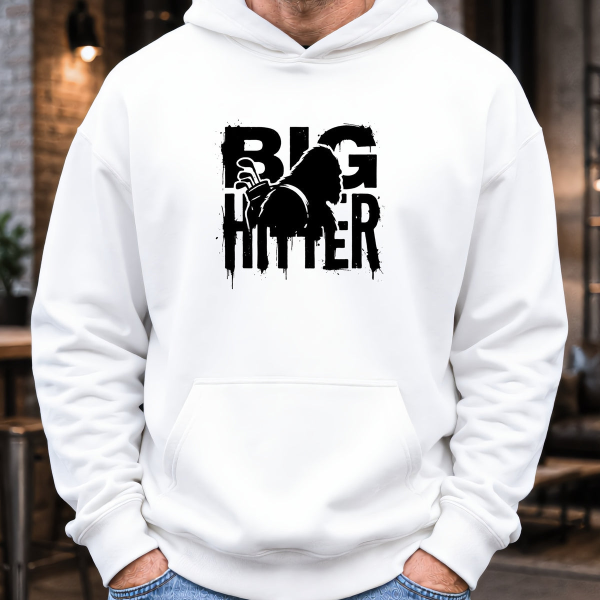 Bigfoot Big Hitter Hoodie worn, White