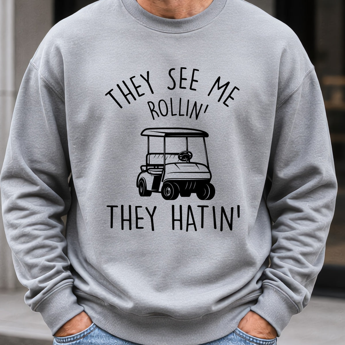 They See Me Rollin Sweatshirt worn, Sport Grey