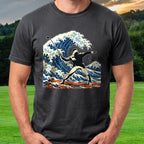 Club Thrower Great Wave Tee worn on the golf course, Black
