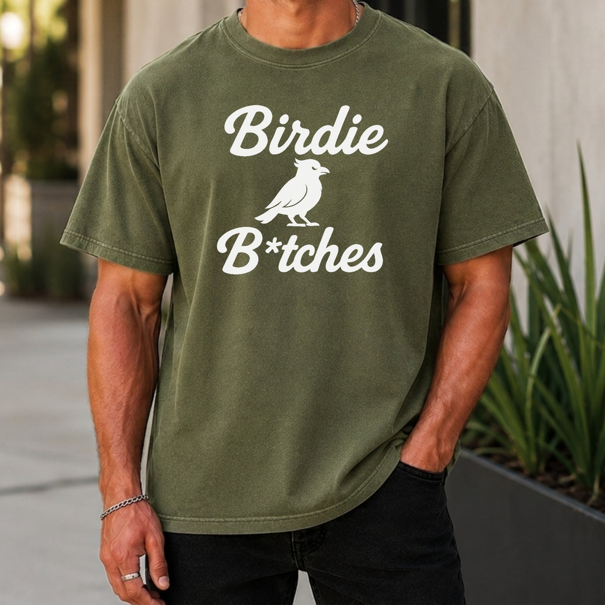 Birdie B*itches Premium Tee worn, Moss