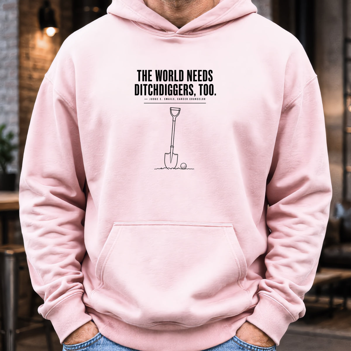 Ditch Diggers Hoodie worn, Light Pink