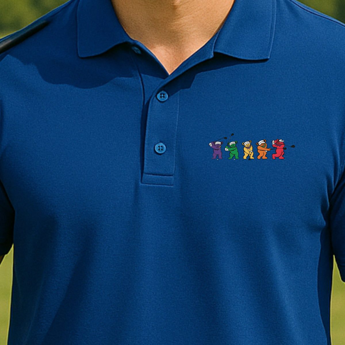 Golf Swing Bears Polo worn on the golf course, Royal