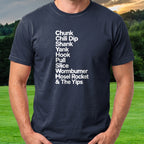 And The Yips Tee worn on the golf course, Navy