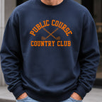 Public Course Country Club Sweatshirt worn, Navy